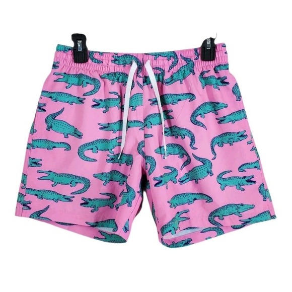 chubbies Other - Vtg Chubbies 5.5" Shorts Mens S 28-30 Green Pink Alligator AOP Elastic Waist